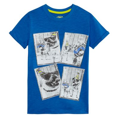 Boys' blue pug print t-shirt